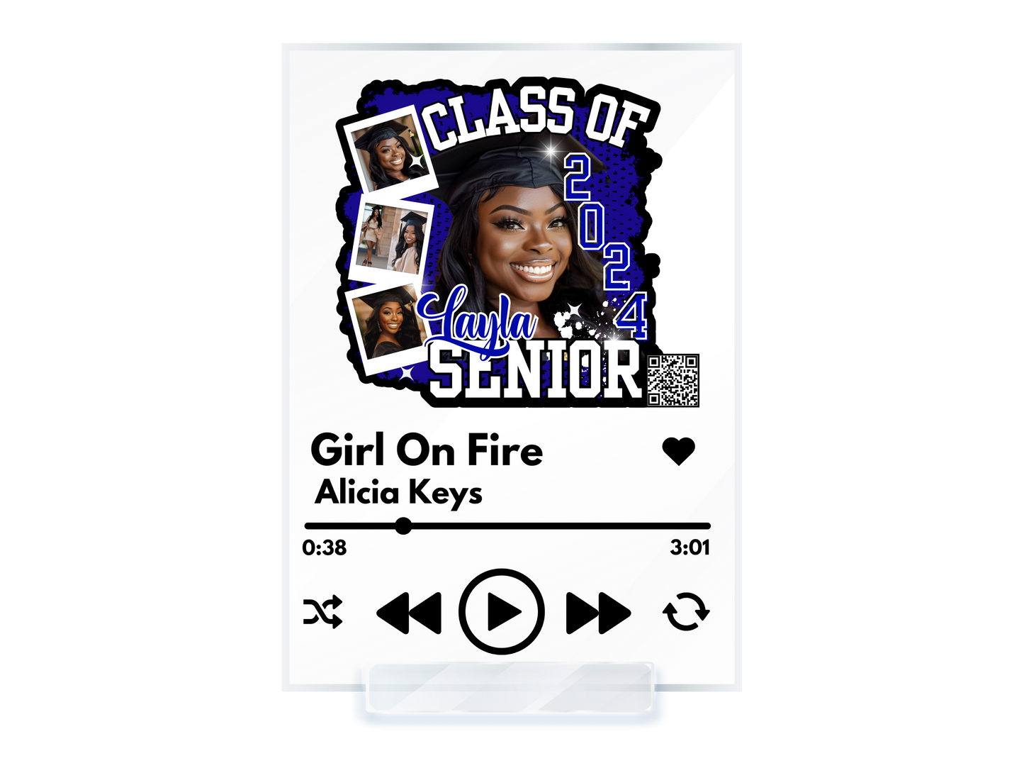 Custom music plaque, music frame, acrylic music plaque, graduation gift, wedding gift, birthday gift, music player acrylic frame plaque