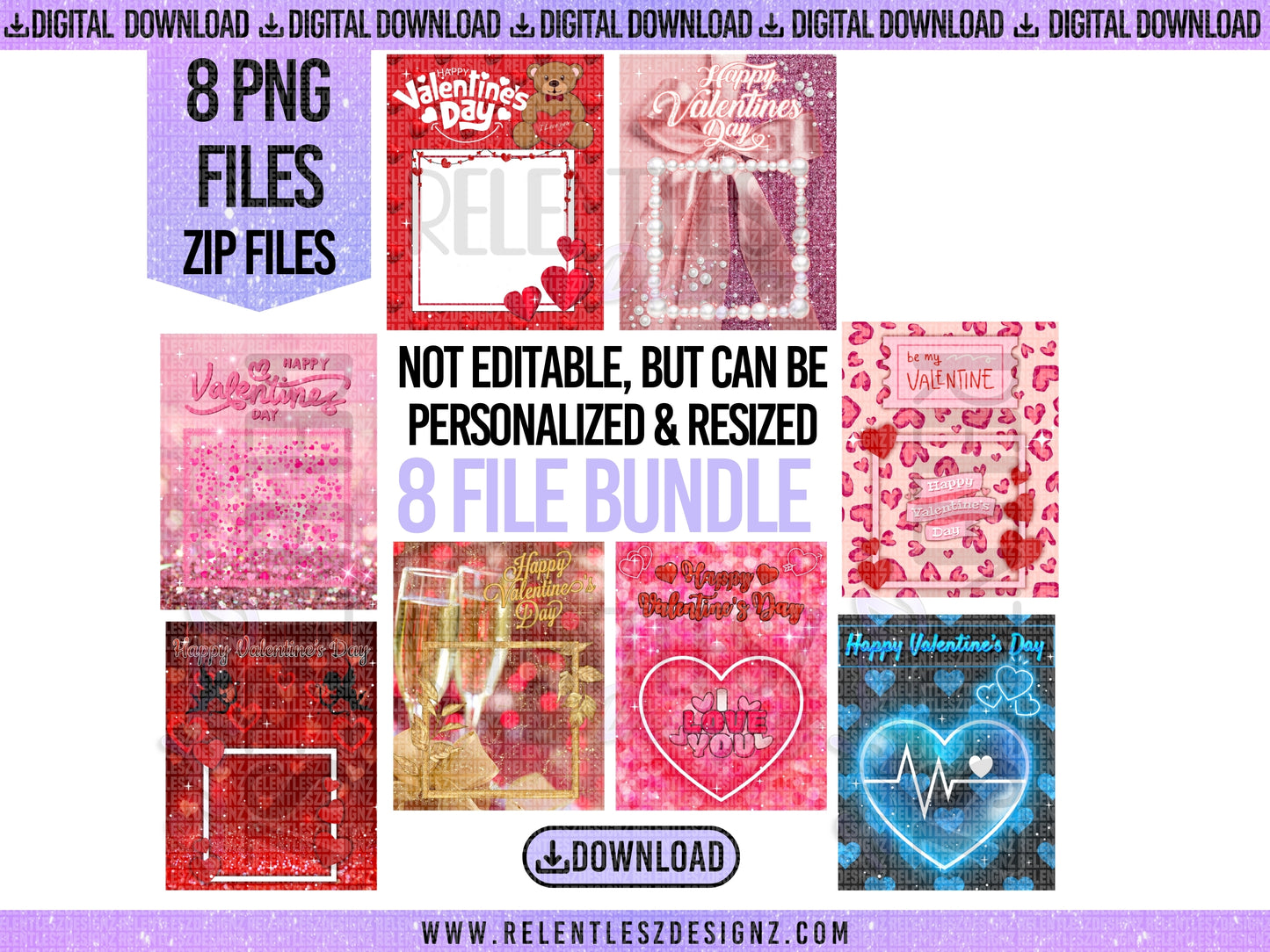 Valentine’s Day png file bundle for jumbo candy treat cards. vday treat cards. giant cards, candy cards, pink, red, hearts, love, lovers, 11x14, resizable, personalized