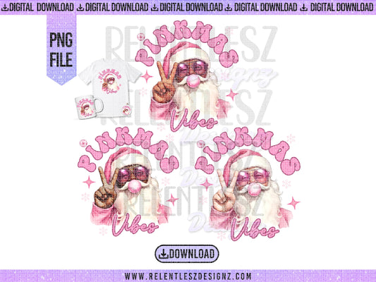 Pink Santa Bubble Gum Design Png, Pinkmas Vibes, Dueces, Peace Sign, Pink Glasses, T-shirt Design, Cup Design, Png, Shirt Design, Christmas