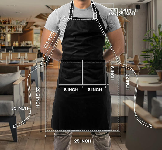 Unisex Bib Apron with Double Pockets, Adjustable Straps