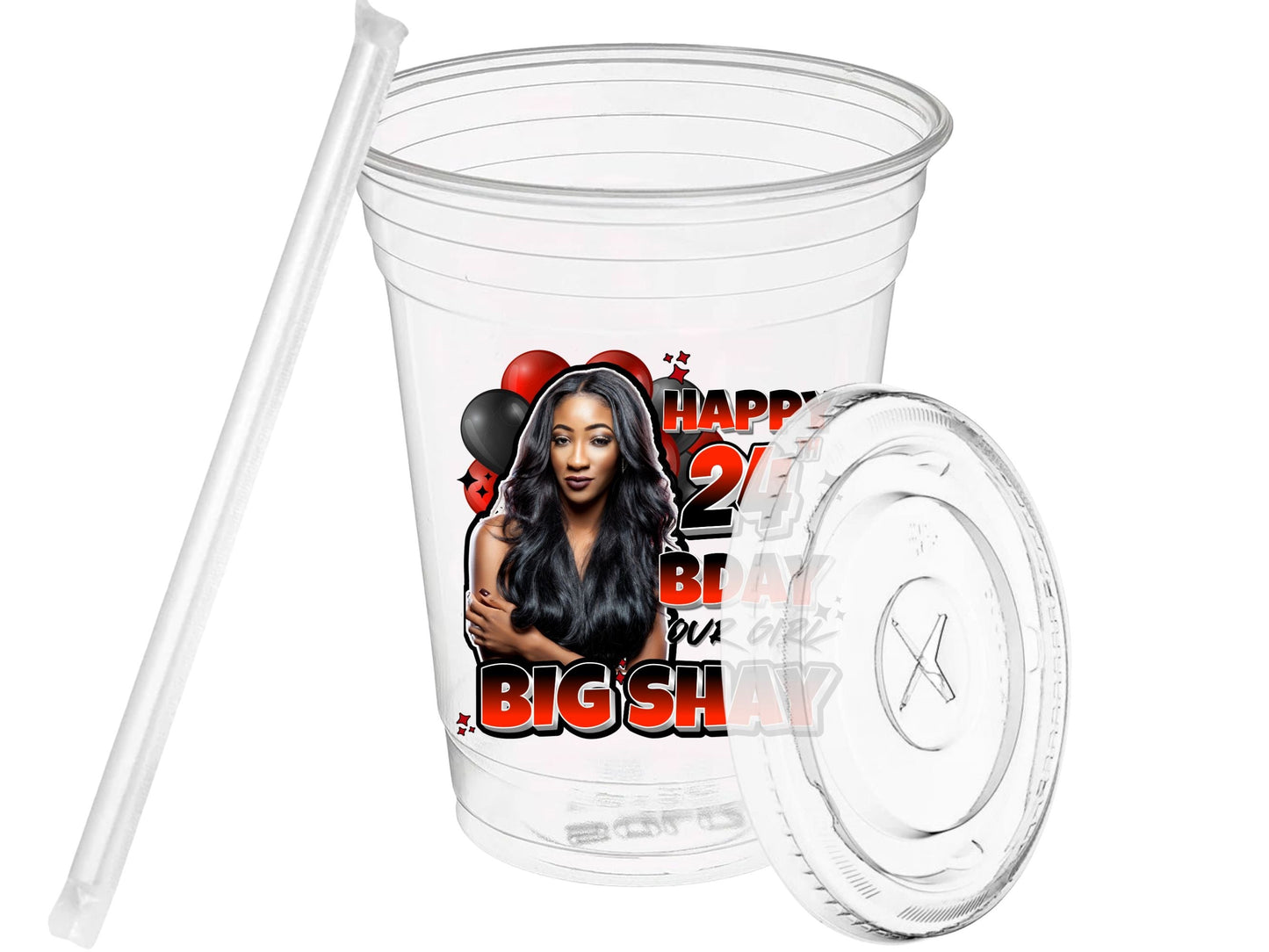 20oz Clear Custom Birthday Cups w/Straw & Lid | NO ZODIAC SIGNS