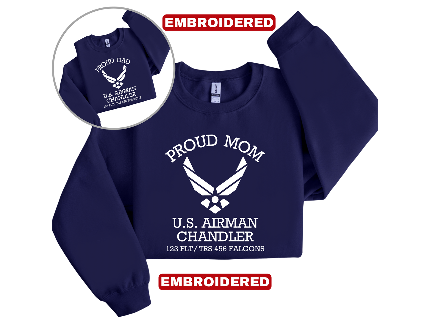 Custom U.S. AIRMAN Embroidered Crewneck Sweatshirt
