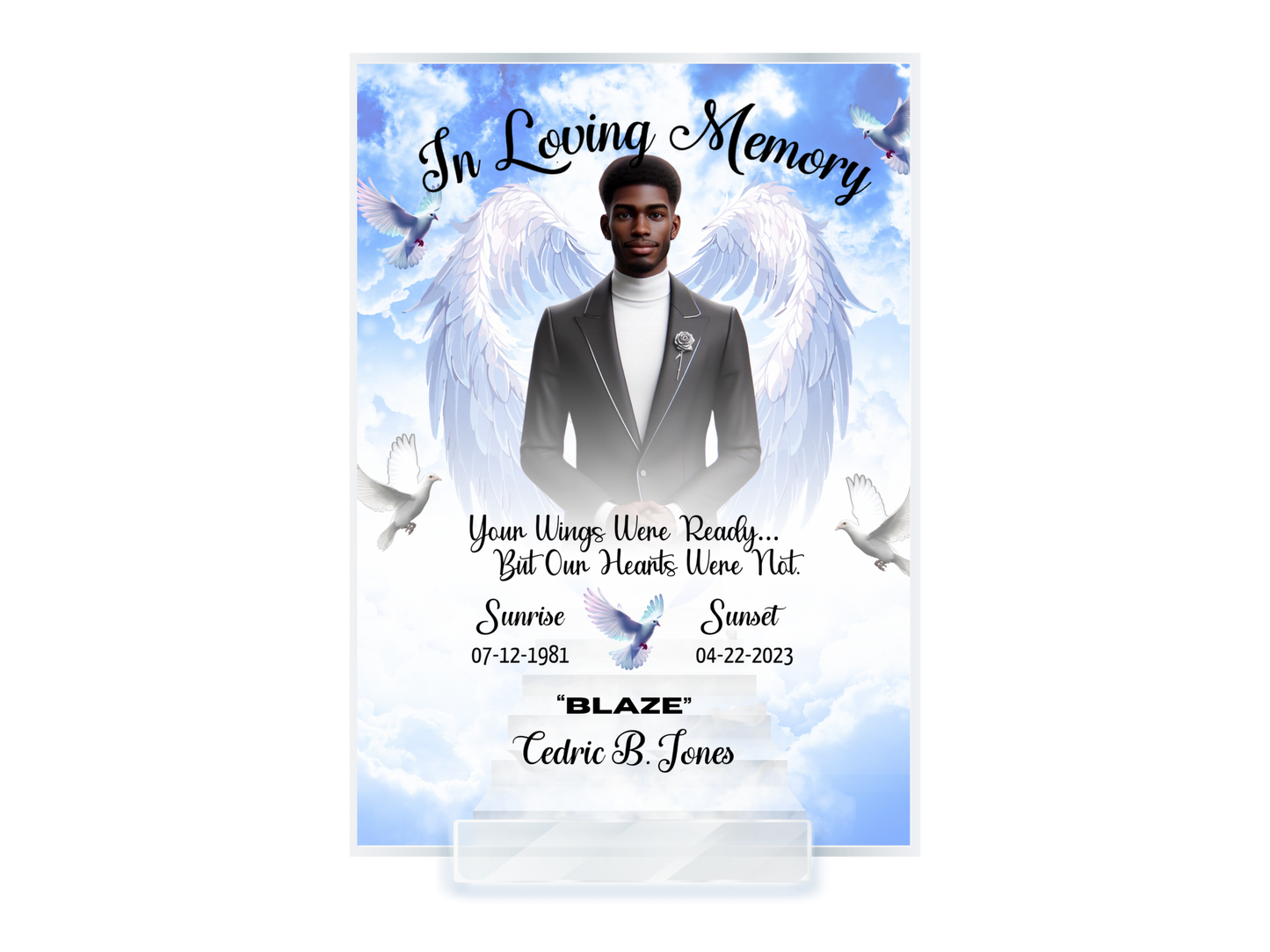 Custom memorial acrylic plaque, memorial keepsake, frame, acrylic music plaque, loved one, sip, rip,
