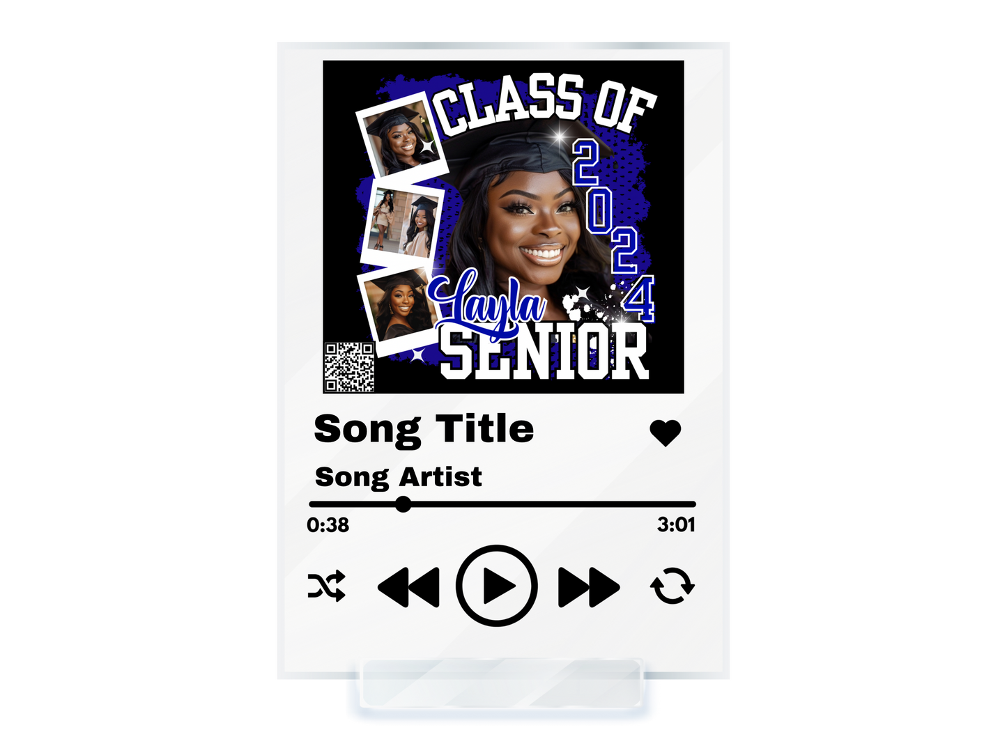 Custom graduation music plaque, grad, senior, music frame, acrylic music plaque, graduation gift, wedding gift, birthday gift, music player acrylic frame plaque