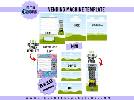 Vending Machine Template 8x10 and 8.5x11 Inches