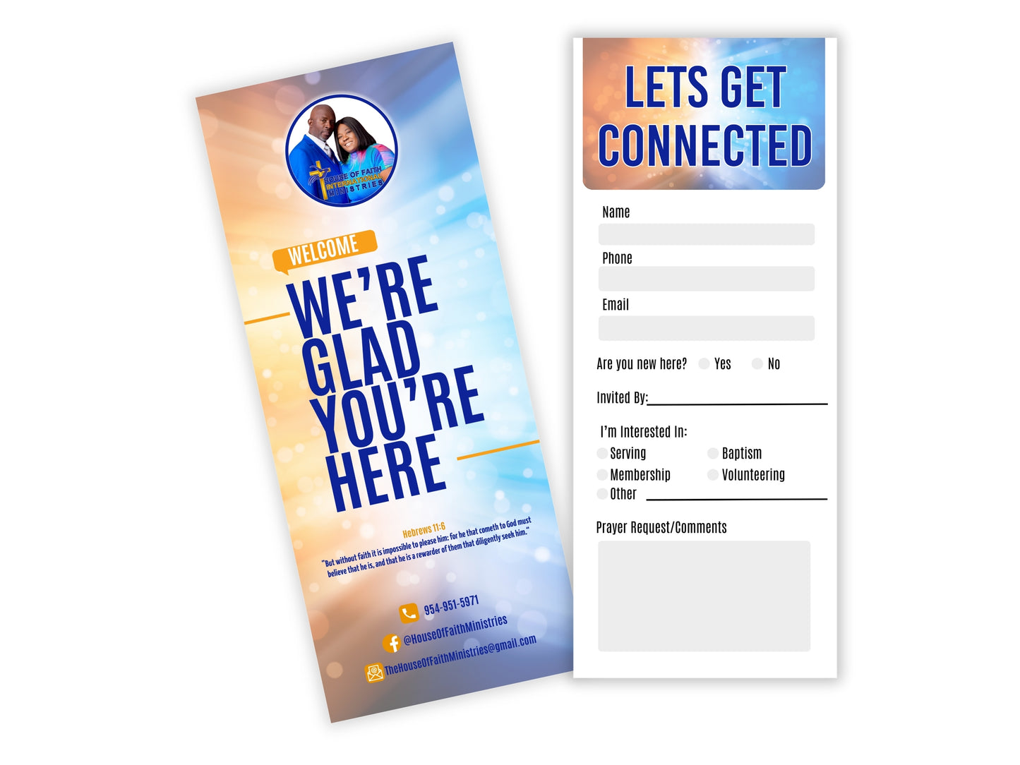 HOUSE OF FAITH INTERNATIONAL MINISTRIES Welcome Cards | Visitor Cards