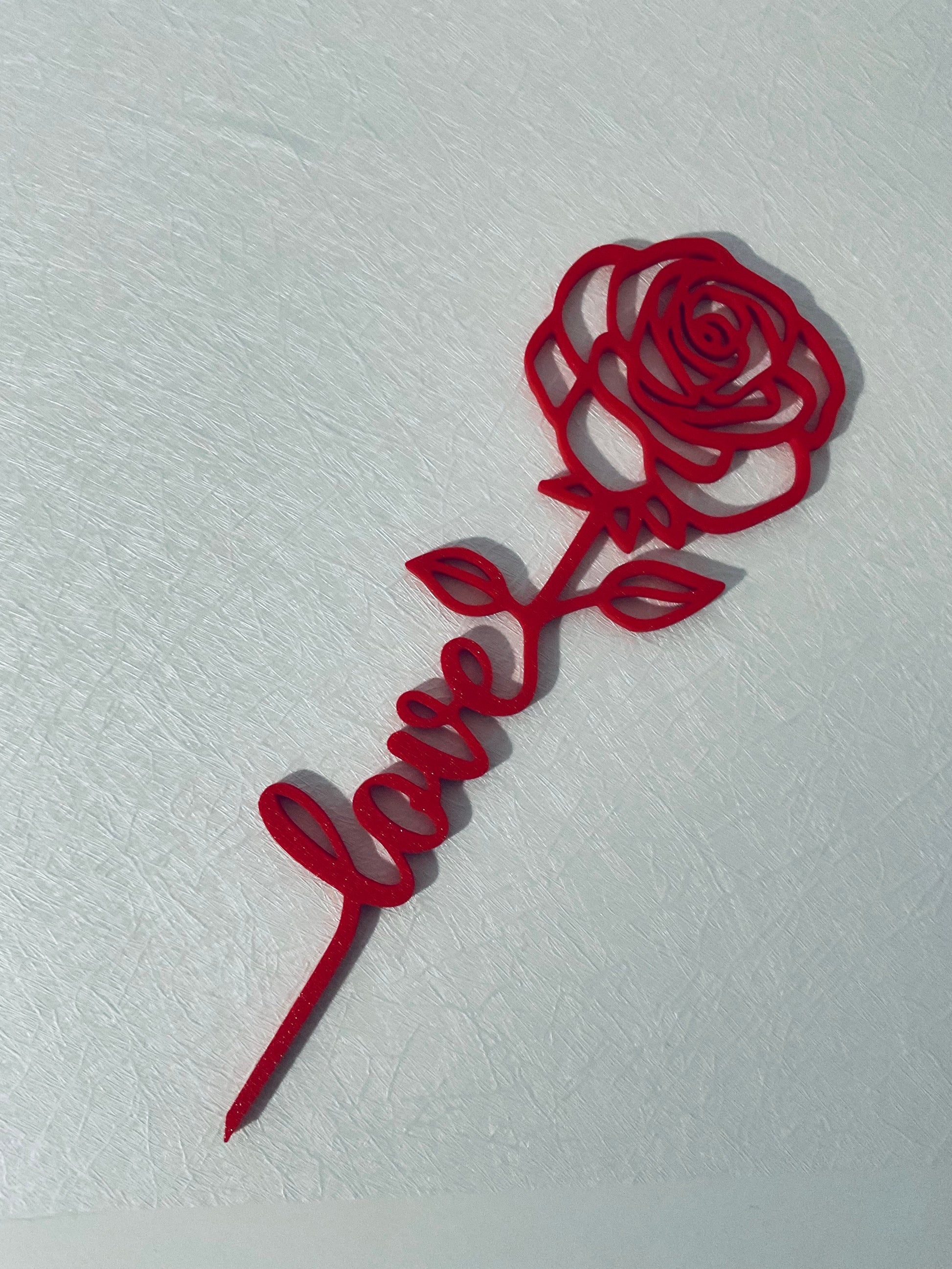 3D PRINTED ROSE WITH THE WORD LOVE AS THE STEM, PERFECT FOR VALENTINES DAY, AN ANNIVERSARY OR ANY SPECIAL OCCASION 
