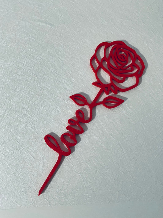 3D PRINTED ROSE WITH THE WORD LOVE AS THE STEM, PERFECT FOR VALENTINES DAY, AN ANNIVERSARY OR ANY SPECIAL OCCASION 