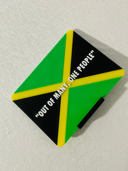 Out Of Many, One People Jamaican Sign With Stand 
