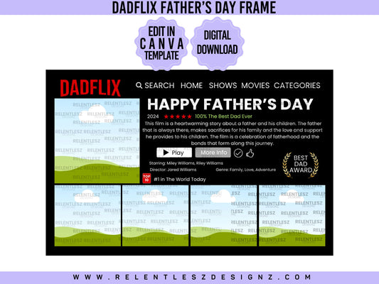 Father’s Day Dadflix Frame Template | Canva PRO