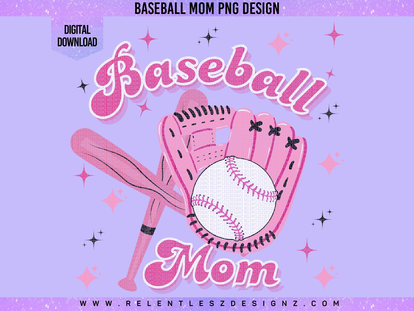 Baseball Mom Pink Digital Download Png