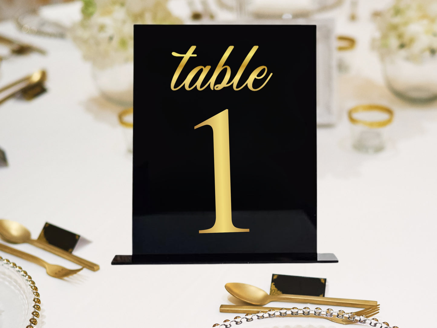 Table Number Black Acrylic Sign Centerpiece 8"x10"