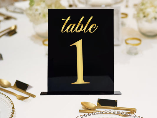 Table Number Black Acrylic Sign Centerpiece 8"x10"