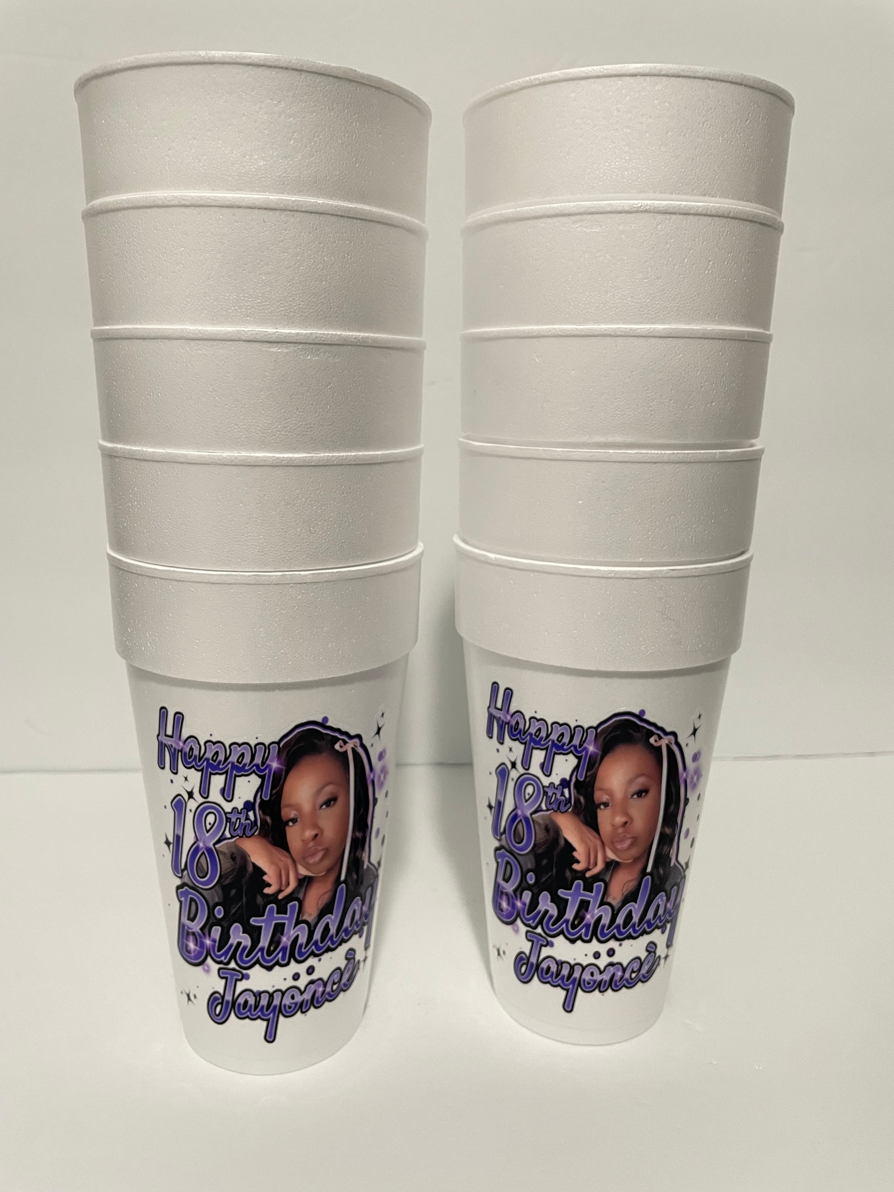 21st Birthday Styrofoam Cups, Fleur De Lis Birthday, Nola Birthday, Birthday outlet Foam Cups (C20244)