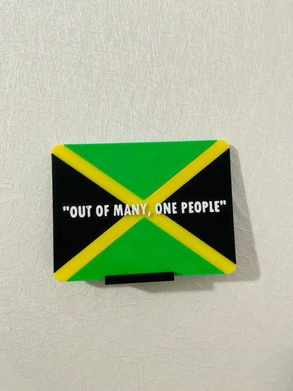 Out of Many, One People Jamaican Sign w/Stand