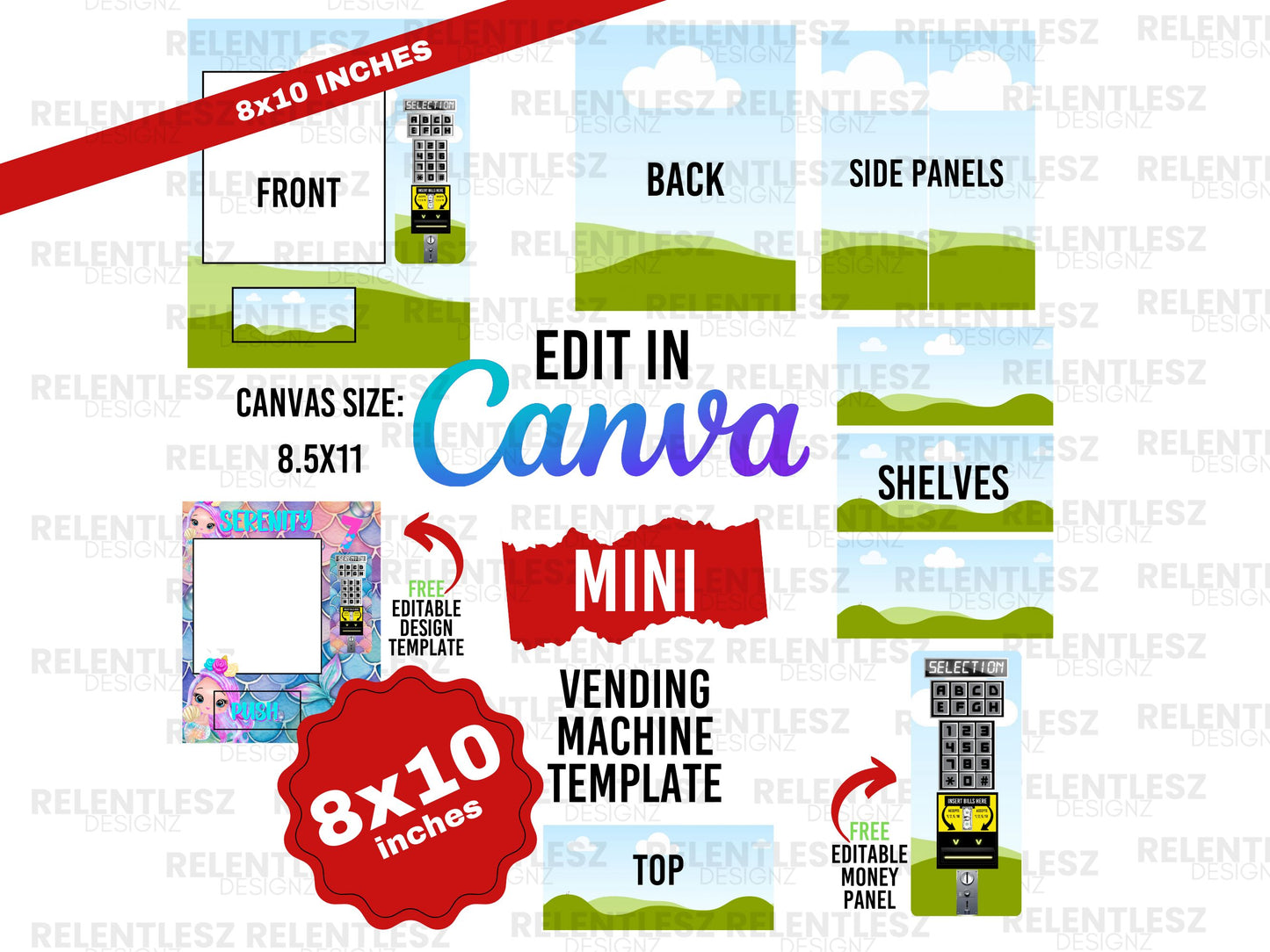 Vending Machine Template 8x10 and 8.5x11 Inches