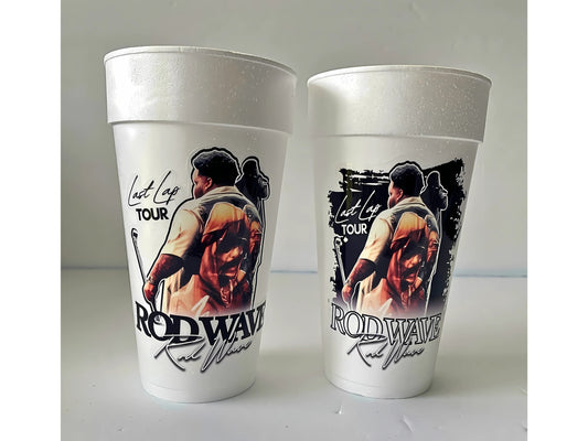 Rod Wave Styrofoam Cups, Foam Cups, Last Lap Tour