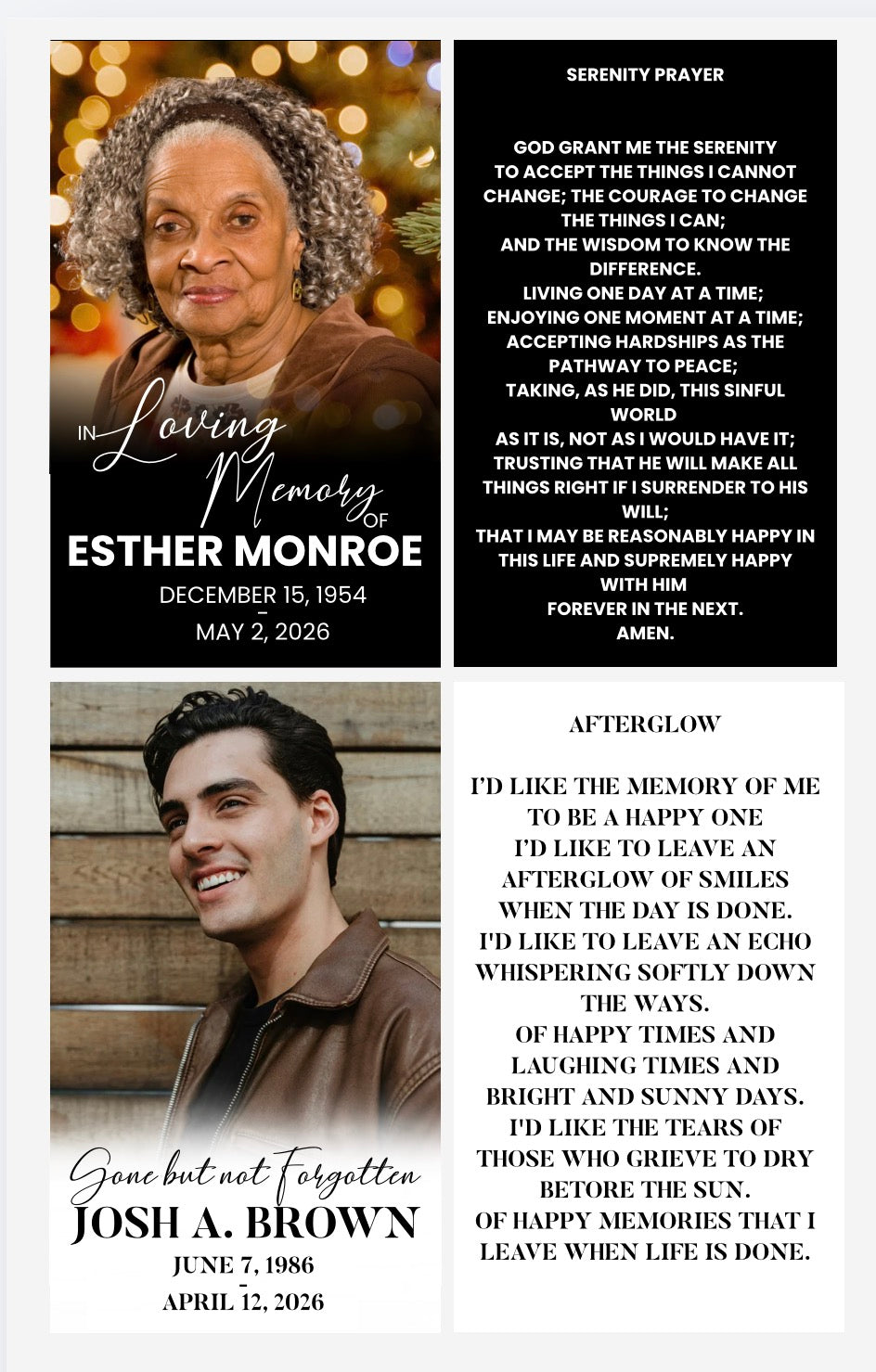 Memorial Prayer Card-Funeral Keepsake 2.5x4.25