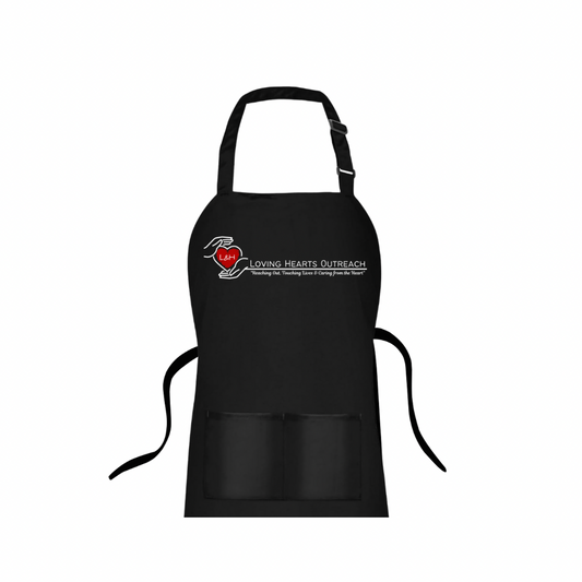 L&H Loving Hearts Outreach Unisex Bib Apron with Double Pockets, Adjustable Straps