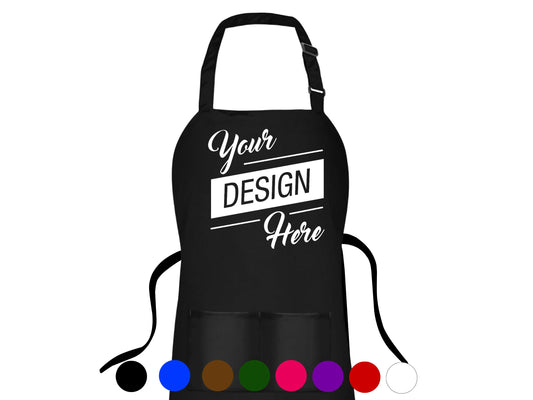 Custom Unisex Bib Apron with Double Pockets, Adjustable Straps