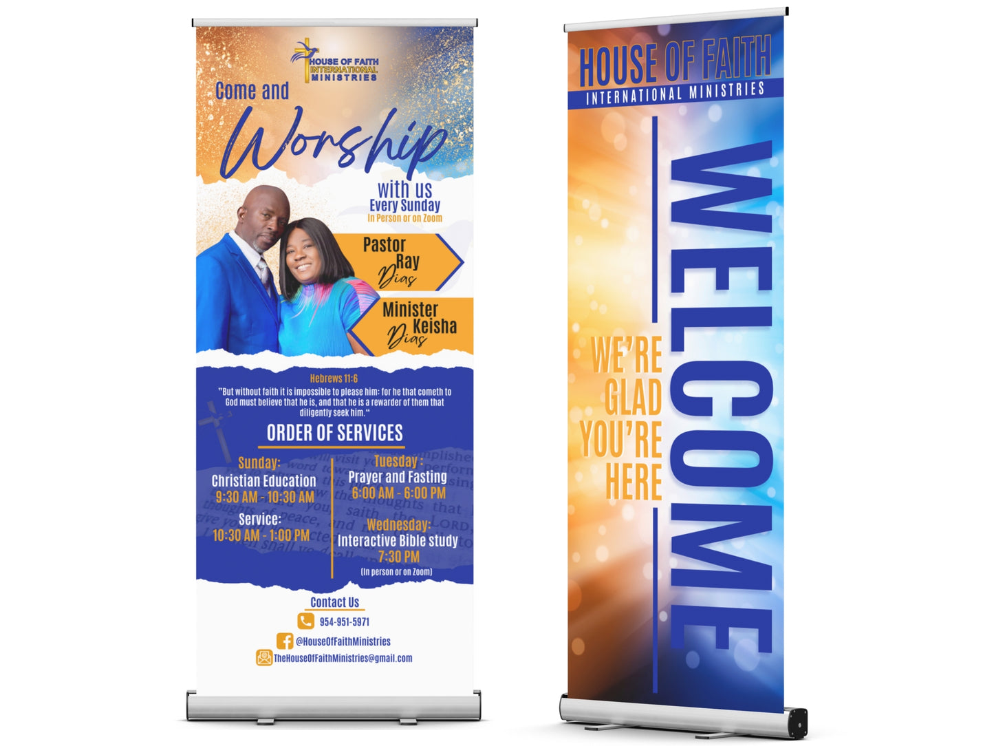 HOUSE OF FAITH INTERNATIONAL MINISTRIES Retractable Banner