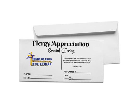 HOUSE OF FAITH INTERNATIONAL MINISTRIES Clergy Appreciation Envelope