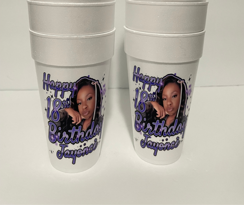 40th Birthday Styrofoam Cups, Cheers to 40 years, Name store Tags, Happy Birthday, Birthday Foam Cups (20165)