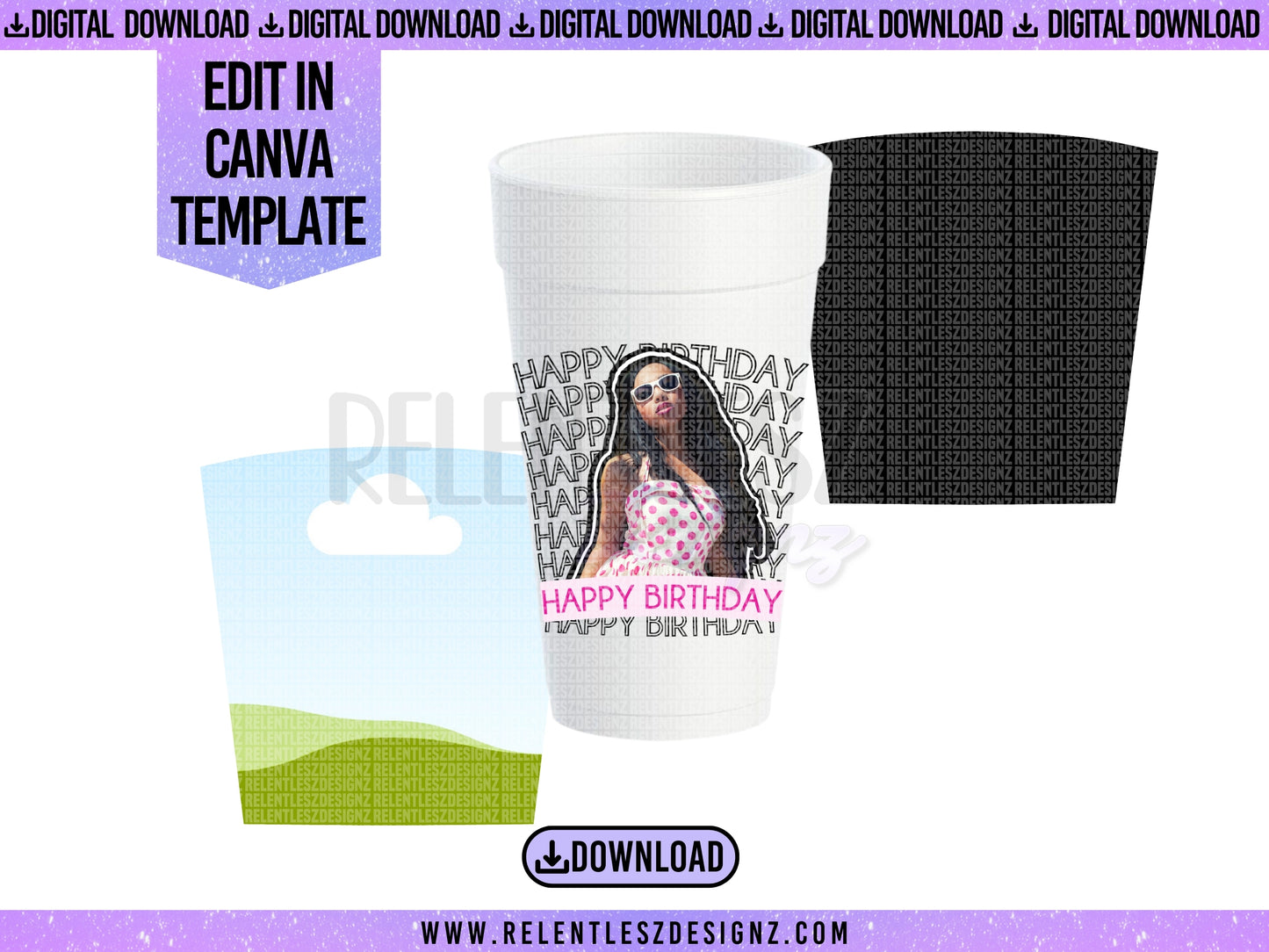 Canva Tapered Frame Template for Cups- Half Wrap