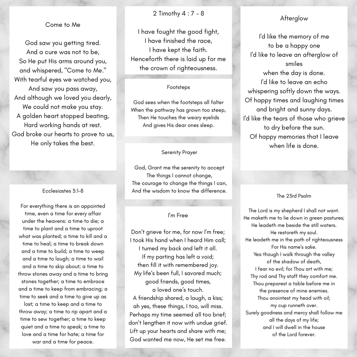 Memorial Prayer Card-Funeral Keepsake 2.5x4.25