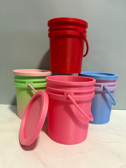 3D Printed Mini 4" Bucket with Lid | Mini Favor and Gift Bucket, Party Treats and more