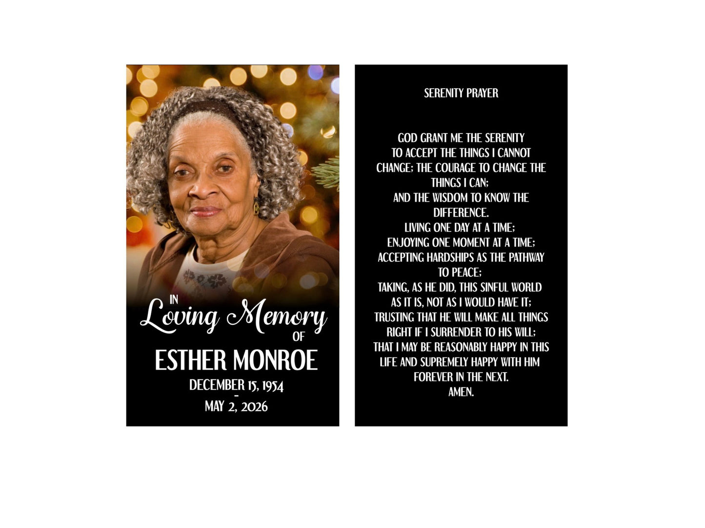 Memorial Prayer Card-Funeral Keepsake 2.5x4.25