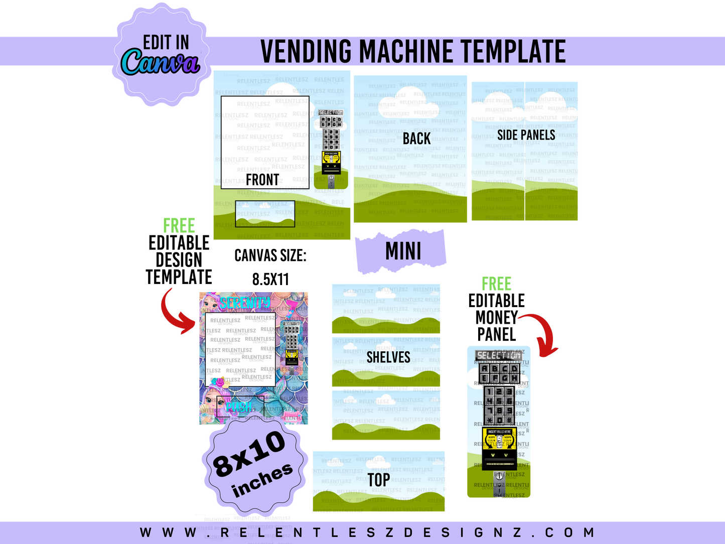 Vending Machine Template 8x10 and 8.5x11 Inches