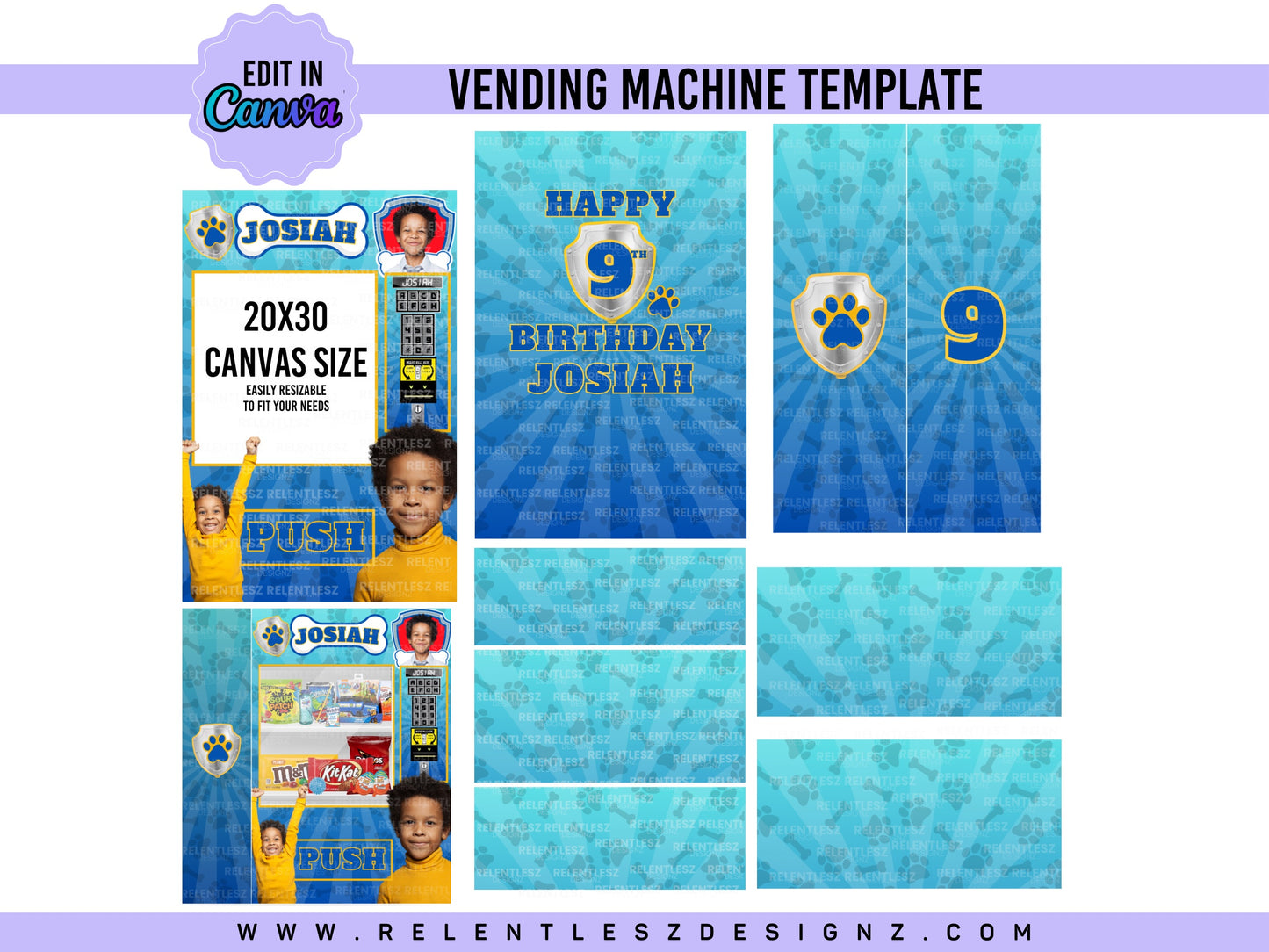 Pup Patrol Birthday Vending Machine Template