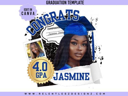 Graduation shirt Template Bundle Features 2 template designs with 6 color combinations each for graduation Day. You can edit the templates in Canva and make them your own. Class of 2024. college graduate, high school senior, fans, flyer, t-shirts